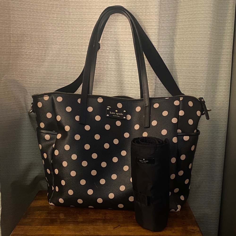Kate Spade Black and Tan Polka Dot Diaper Bag